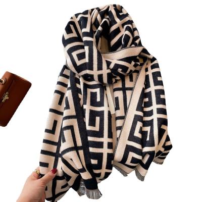 China New warm autumn and winter cashmere color leopard plaid European and American ladies with tassel shawl fashion luxury good scarf for sale