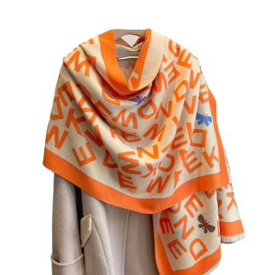 China 2022 European American and American colorful new autumn and winter cashmere ladies warm with tassel shawl fashion cheap scarf for sale