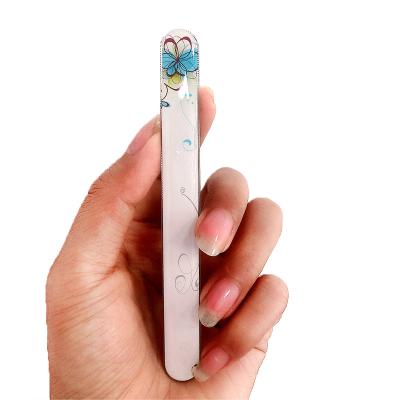 China Glass-glass nail file with professional mini logo custom set 100/180 square nano glass crystal nail file for sale