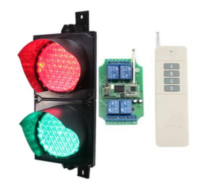 China PC housing 200mm red green traffic light remote control with receiver. for sale