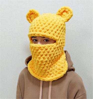 China S8568 Hand Crochet Plush COMMON Custom Ski Mask Knit Hood Hat Bear Animal Patterns Custom Funny One Hole Balaclava With Ears for sale