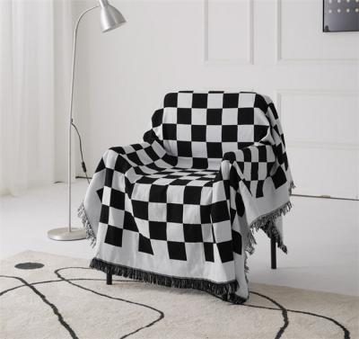 China S8253 Bohemian Jacquard Fabric Viable Reversible Hippy Checkerboard Throws Large Loveseat Sofa Cover Blanket for sale