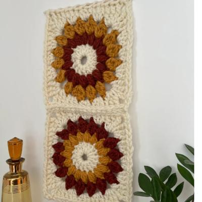 China Art Decor F-9481 Handmade Custom Crochet Granny Square Wall Hanging Boho Style Art Retro Wall Hanging For Home Decor Wholesale for sale