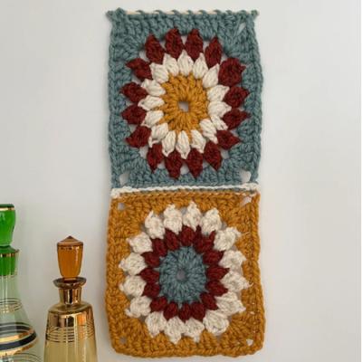 China Art Decor F-9480 Style Retro Crochet Art Square Boho Wall Hanging Custom Handmade Modern Wall Hanging Granny for Home Decor Wholesale for sale