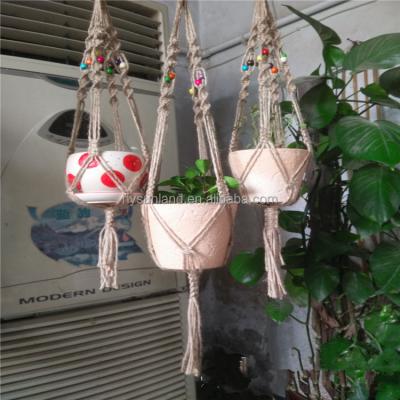 China New Fashion Garden W1135 Gray Vintage Macrame Plant Hanging Plant Rack Macrame Pot Hanging Flower Pot for sale