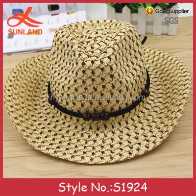 China Picture S1924 Hot Sale Mens Cowboy Hats Pattern Vellum Paper Foldable Paper Straw Hats For Sale for sale