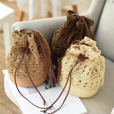 China W6256 Shoulder Bag Women Bucket Crochet Straw Shoulder Summer Straw Bag for sale