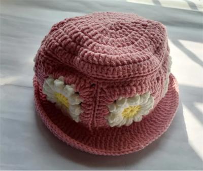 China Hot Sale 2022 S8445 Sun Protection S8445 Ladies Girls Handmade Cute Floral Bucket Hats Crochet Vintage Daisy Summer Hats For Women for sale