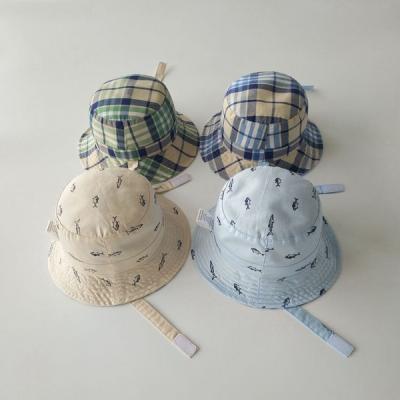 China New 2018 S3623 character summer UV protection fish printed outdoor sun cotton hats kids bucket hats for sale