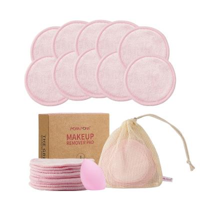 China Bamboo Velvet Makeup Remove Pad Moramona Hot Sale Reusable Facial Makeup Remover Pads Bamboo Velvet 3 Layers Cotton Pads Fabric Cosmetic Pad Shape: round available for sale