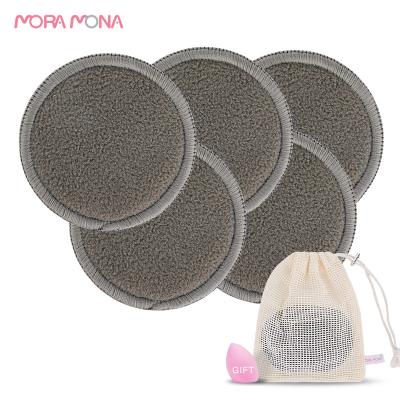 China Mora Mona 10pcs/pack Reusable Makeup Remover Washable Bamboo Face Pads Facial Cleansing Pad for sale