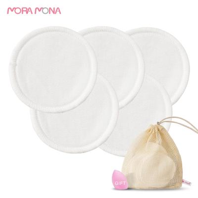 China Face Mora Mona 5pcs/pack hot sale make up remover pads reusable make up remover bamboo cotton pads for sale