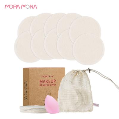 China Moramona Daily Cleansing 8cm Reusable Bamboo Fiber Remover Pads Make Up Remover Facial Pads Peel Cleaning Pads10pcs/pack for sale