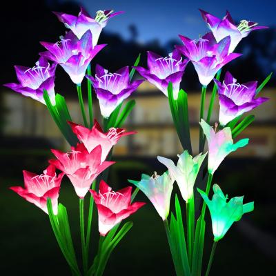 China Modern Lawn Garden Decorative Multi-color Changing Lily Flower Solar Waterproof Outdoor Led Light for sale