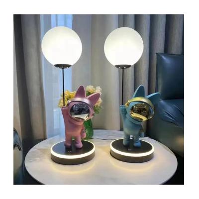 China Modern Art Sculpture Space Rabbit Table Lamp Modern Decorative Bedroom Living Room Dedside Bar Table Lamp Light for sale