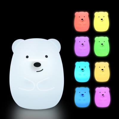 China Modern USB With Remote ControlTap Pat Color Changing Light Soft Silicone Baby Bear Nursery Night Lamp for sale