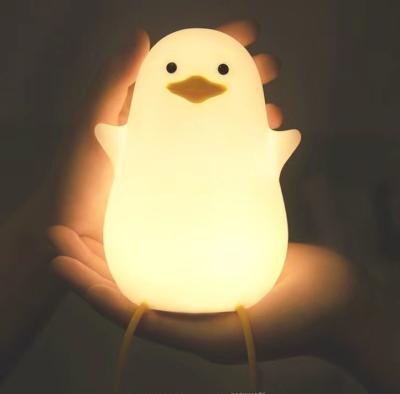 China Modern Touch Sensor Silicone Cartoon Duck Table Lamp USB Rechargeable Sleeping Bedroom Night Lamp Cute Kids Duck Night Light for sale