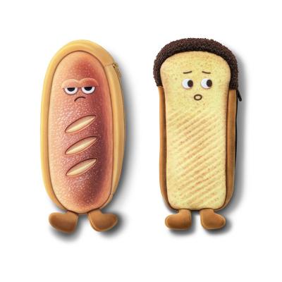 China Soft Cute Mood Bread Pen Bag Student Kids Stationery Custom Pencil Case For Girls for sale