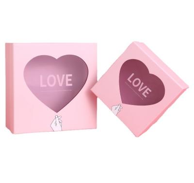 China Handmade New Pink Heart Valentine's Day Packaging Box Small Window Cardboard Gift Boxes For Present for sale