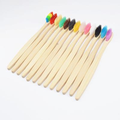 China Private Label OEM ODM Wooden Toothbrush 10 Pcs Disposable Biodegradable Bamboo Household Adult Dental Clean Natural Disposable Wooden Toothbrush for sale