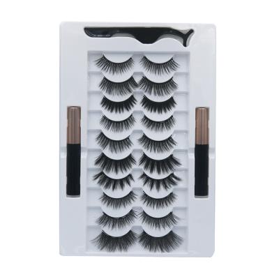 China Natural Soft Hot Selling Magnetic Eyelashes 5 Lashes 7 Magnets Pairs Magnetic 3D Eyelash and Magnetic Eyeliner Set for sale