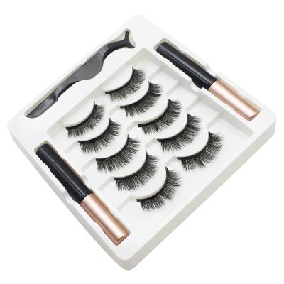 China Natural Soft Hot Selling 3d Mink Eyelashes Magnetic Eyelash Boxes Magnetic Private Label 5 Pairs Eyelash Set Magnet for sale