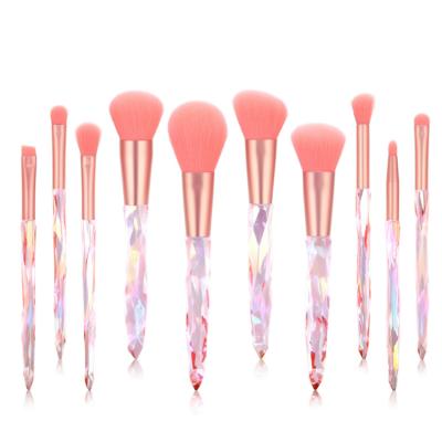 China Angular Blush Explosive 10 Sets Of Brushes Transparent Crystal Diamond Handle Makeup Brushes Special Shaped Handles Loose Powder Brushe for sale