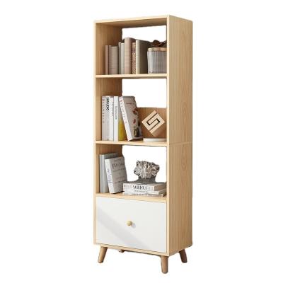 China Wooden Leg Adjustable Simplistic Modern Narrow Bookcase MDF Bookcase Furniture Living Room Display Wall Design (Full Size) Bookcase for sale