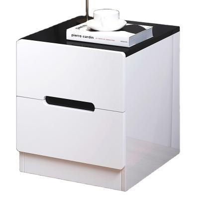 China New Assembly 2 Drawer Bedside Table Drawer Bedside Table Multifunctional Black And White Stylish Storage Locker for sale