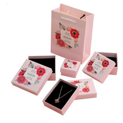 China Materials Wholesale Recycled Logo Printed Luxury Biodegradable Paper Pink Lid And Base Necklace Jewelry Gift Box Custom Jewelry Box for sale