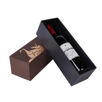 China Recyclable Custom Logo Printed Luxury Paper Cardboard Drawer Wine Glass Bottle Gift Box Sliding Packaging for sale