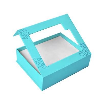 China Recycled Printing Materials Custom Rigid Paperboard Cardboard Kraft Magnetic Box With Clear Window for sale