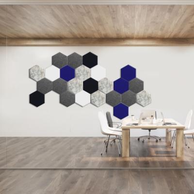 China 9MM Eco-friendly Pro-environment Polyester Panel Soundproofing Materials 100% Acoustic Felt PET Hexagon Acoustic Screens for sale