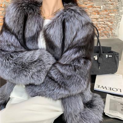 China Custom Made Finnish Imported Women's Natural Color Front Open Fox Fur Jacket Anti-wrinkle Women's Casual Fur Coats for sale