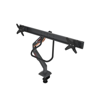 China Adjustable Swivel and Spring Configuration with Ergonomic C-Clamp Gaming Monitor Dual Arm for Gaming Desk with Dual Mount Bar and Spring Arm for sale