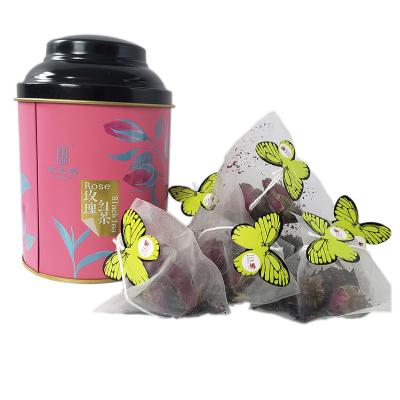 China Healthy Rose Bud Black Tea Pyramid Tea Bag Customized Package for sale