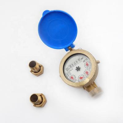 China ISO 4064 Class B Brass Wet Type Singlejet Vane Wheel Water Meter for sale