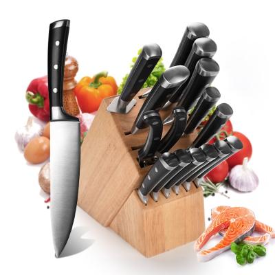 China Viable Full Cutlery Set Stainless Steel Kitchen Knife Set Knife Block Set 15pcs for sale