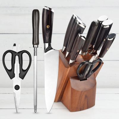 China Stocked Professional 9 Pieces Of Block Set Kitchen Knife Set Modern 3cr14 Stainless Steel Chef Household Items for sale