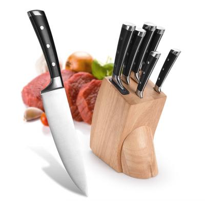 China 8PCS Durable Rubber Block Knife Set Self Sharpening Knife Block Knife Set With Built In Sharpener for sale