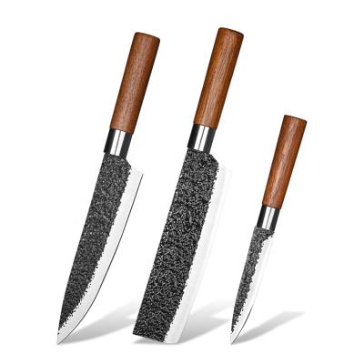 China 6 Inch Liveable Height Asian Carbon Nakiri Stainless Steel Vegetable Knife Set With Wooden Handle for sale