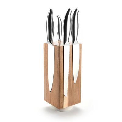 China 2020 Amazon Sustainable Hot Eco-Friendly Universal Wooden Magnetic Kitchen Knife Block Holder for sale