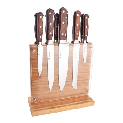 China Hot Selling Amazon Kitchen Knife Sustainable Universal Magnetic Holder Double Sides Bamboo Knife Block for sale