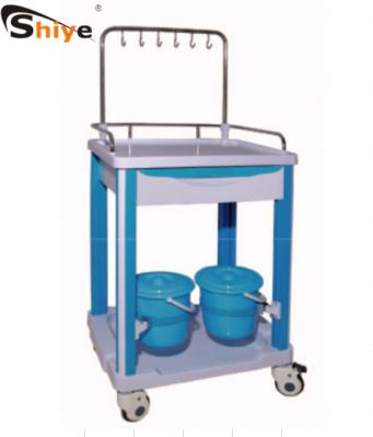 China Hospital Traditional Luxury ABS Infusion Trolley Cart Medical Transfusion Trolley Cart with Drawer and Waste Bin for sale