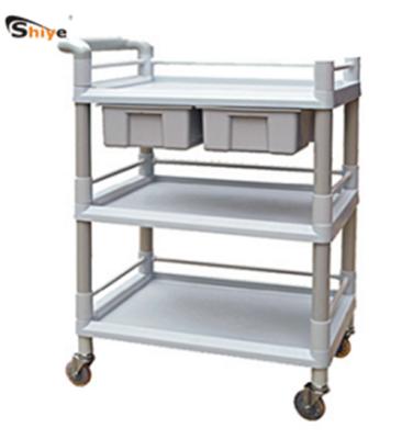 China Factory Price Traditional ABS Plastic Material WMTC-1936 3 Layers Medical Treatment Trolley Medical Nursing Trolley Trolley With Drawers for sale