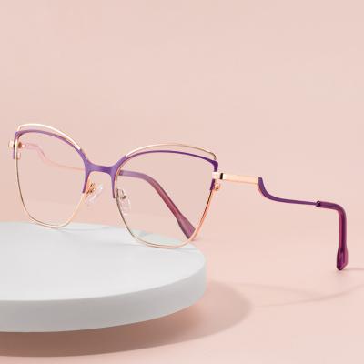 China INS Fashionable Hot Selling Glass Metal Frame Blue Light Blocking Optical Frames For Women for sale