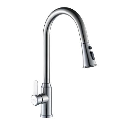 China Modern Top Grade 304 Hot Water Stainless Steel Faucets Pull Out Sprayer Kitchen Mixer Sink Faucets for sale