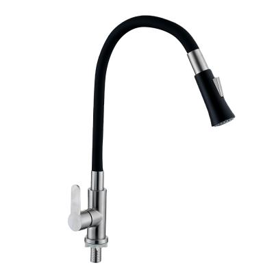 China Modern New Design Flexible Spout Hose Kitchen Faucet Silicone Black Kitchen Mixer Tap for sale