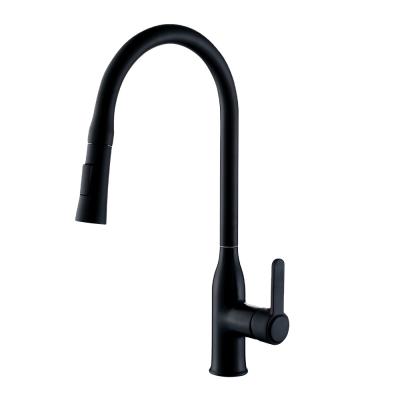 China Modern Morden Pull Out Sink Black Single Handle Mixer Tap Kitchen Faucet for sale