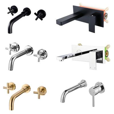 China Wall Mounted Matte Black Brass Hidden Faucet Metered China Top Grade Bathroom Mixer Tap Basin Faucet for sale